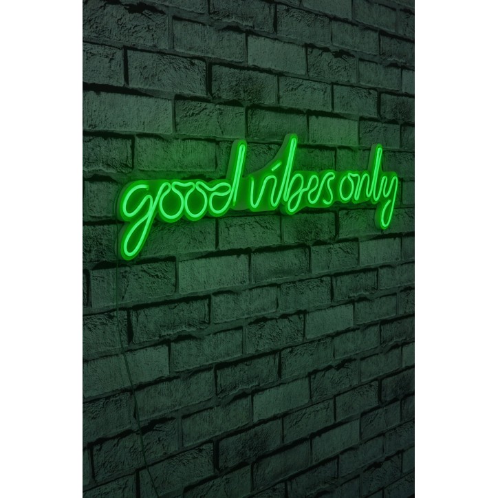 Iluminación LED decorativa de plástico Good Vibes Only verde 76x19x2 cm