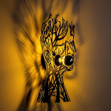 Lámpara de pared Tree Man 1 negro metal 30x48x9 cm - 8683743676460