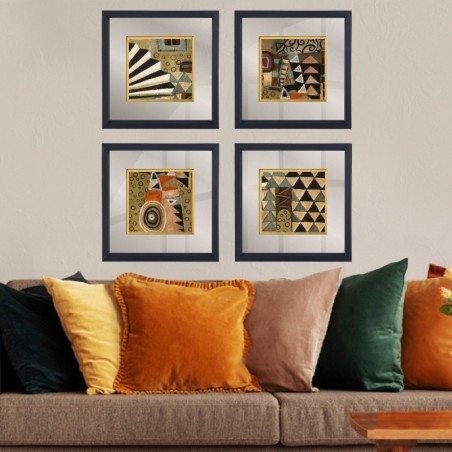 Cuadro decorativo enmarcado CAM56731096 multicolor 32x32 cm (4 piezas)