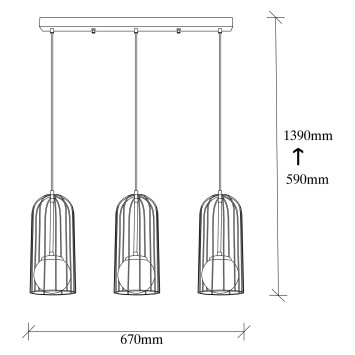 Lámpara de techo Tweety-6331 negro metal 67x15x139 cm - 8682870090743