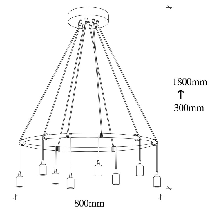 Lámpara de techo Salkım-3111 negro metal diámetro 80x180 cm