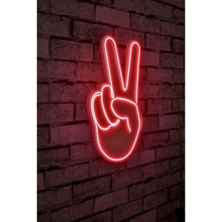 Iluminación LED decorativa de plástico Victory Sign rojo 29x44x2 cm