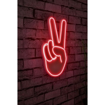 Iluminación LED decorativa de plástico Victory Sign rojo 29x44x2 cm