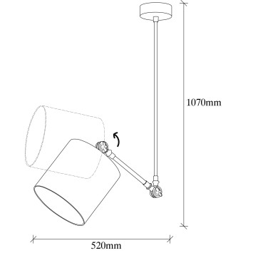 Lámpara de techo Abajur-1380 negro metal tela 52x52x107 cm - 8682870165519