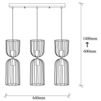 Lámpara de techo Nezgep-6006 negro metal 64x14x140 cm - 8682870089815