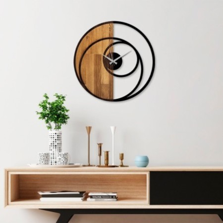 Reloj de pared madera Circle nogal negro 56x3x56 cm