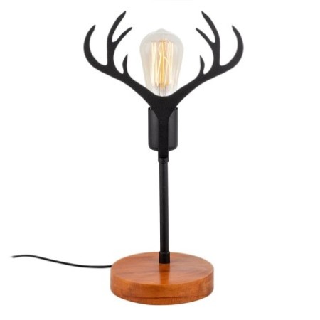 Lámpara de mesa Beami-MR-1013 nogal negro metal madera 23x15x40 cm