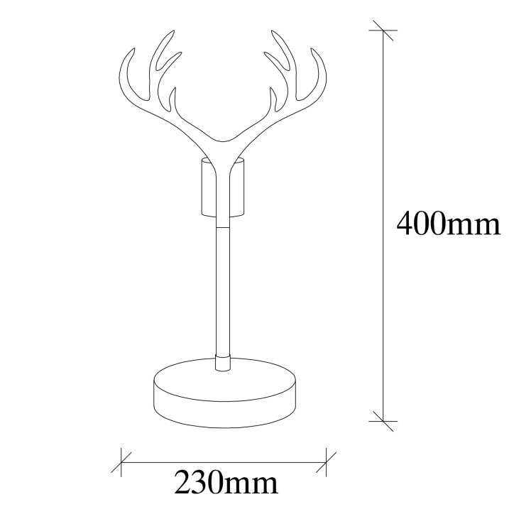 Lámpara de mesa Beami-MR-1013 nogal negro metal madera 23x15x40 cm