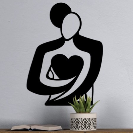 Decoración pared de metal Love negro 70x0.15x52 cm