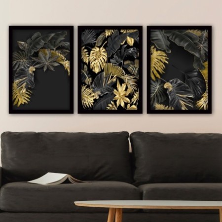 Cuadro decorativo enmarcado 3SC92 multicolor 35x45 cm (3 piezas)
