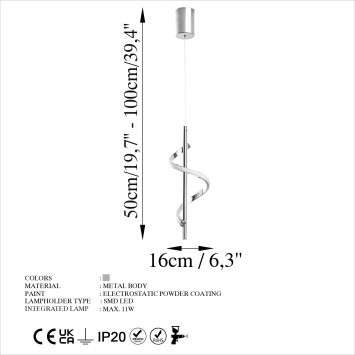 Lámpara de techo Lıkma-13521 cromo metal 16x50-100x16 cm - 8683742558729