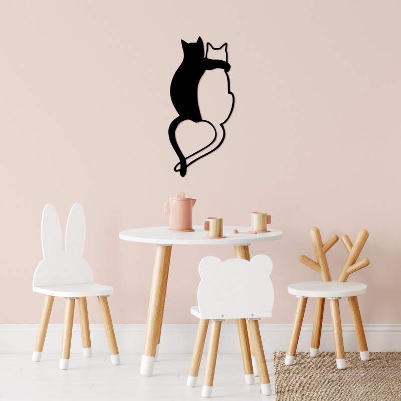 Decoración pared de metal Love Cats -478 negro 33x70 cm