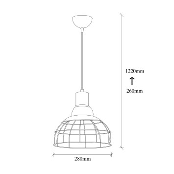 Lámpara de techo Wire-2211 negro hierro 28x28x122 cm - 8681875883848