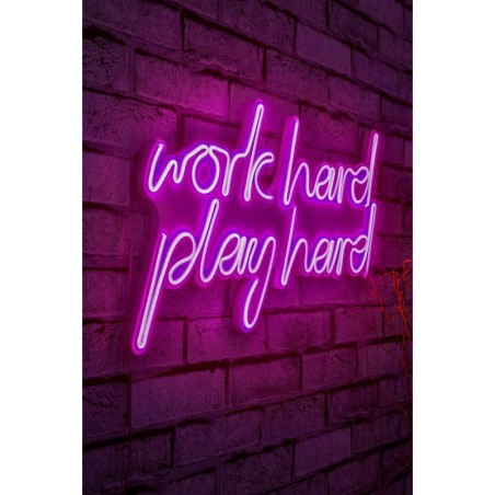 Iluminación LED decorativa de plástico Work Hard Play Hard rosa 55x36x2 cm