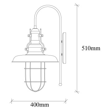 Lámpara de pared Dodo-3131 negro metal 28x40x51 cm - 8681875884364