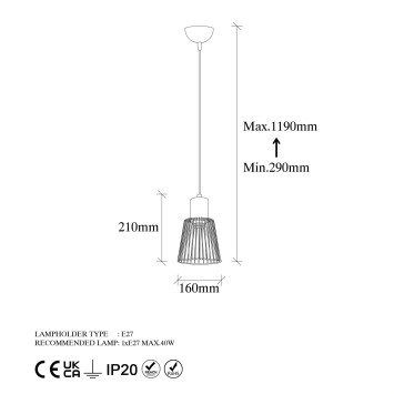 Lámpara de techo KEMTEL-11851 oro brillante metal 16x16x119 cm - 8683342835077