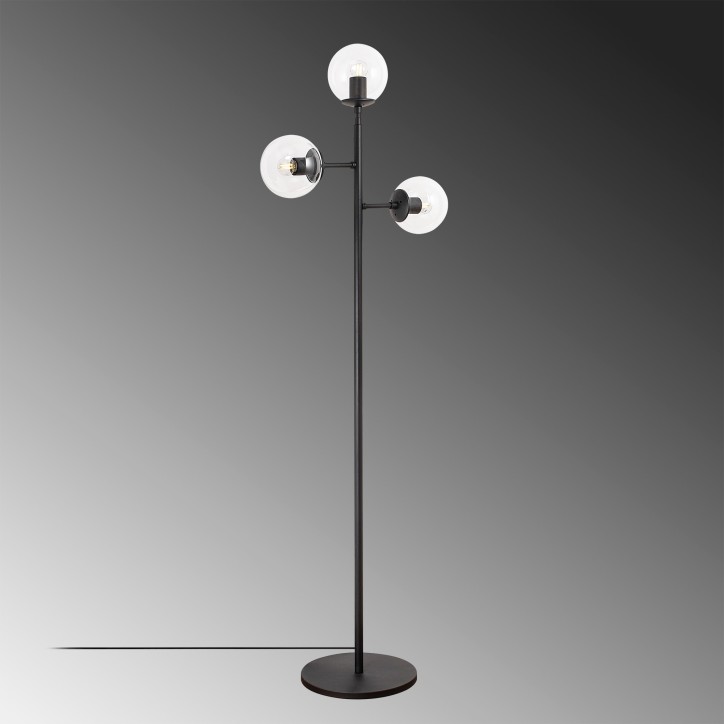 Lámpara de pie Atmaca-10295 negro metal vidrio 57x22x163 cm