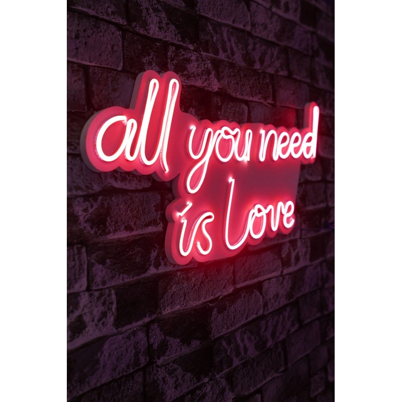 Iluminación LED decorativa de plástico All You Need is Love rojo 32x60x2 cm