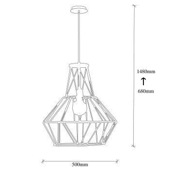 Lámpara de techo Fellini-MR-990 negro metal diámetro 50x148 cm - 8681875648966