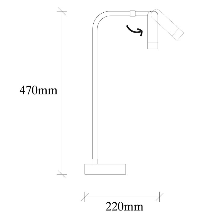 Lámpara de mesa Uğur-6046 negro metal 12x22x47 cm