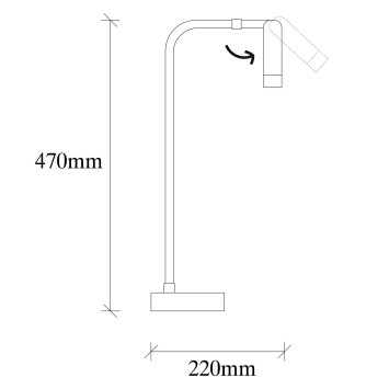 Lámpara de mesa Uğur-6046 negro metal 12x22x47 cm - 8681875494624