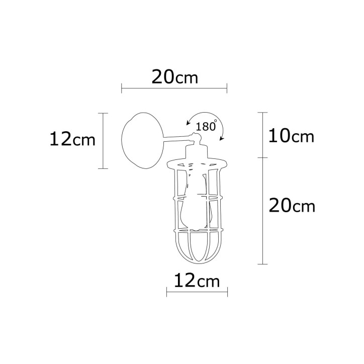 Lámpara de pared Kimil-N-1080 oro negro metal diámetro 12x30 cm