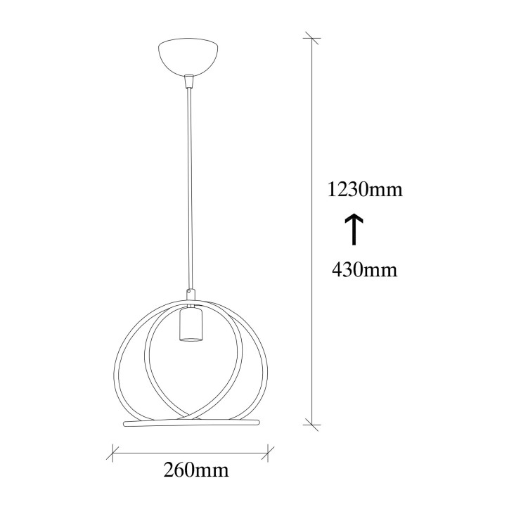 Lámpara de techo Circle-2871 negro metal 26x26x123 cm