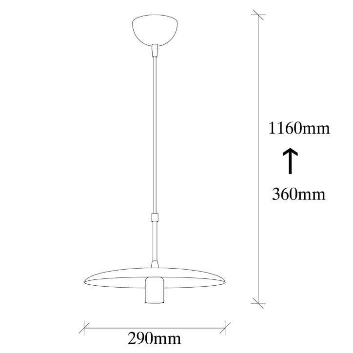 Lámpara de techo Torni-MR-859 madera negro hierro Gorra diámetro 29x116 cm