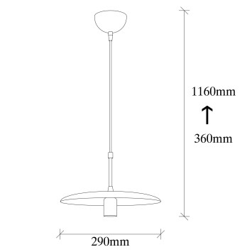 Lámpara de techo Torni-MR-859 madera negro hierro Gorra diámetro 29x116 cm - 8681875648676