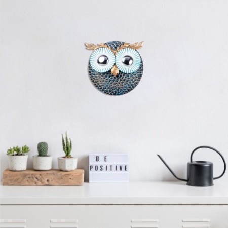 Decoración pared de metal Owl 3 multicolor 19x19 cm