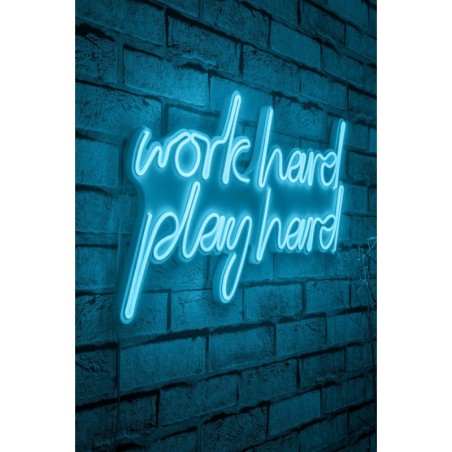 Iluminación LED decorativa de plástico Work Hard Play Hard azul 55x36x2 cm