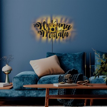 Lámpara de pared Hakuna Matata negro metal 62x30x9 cm - 8683743676279