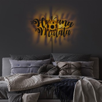 Lámpara de pared Hakuna Matata negro metal 62x30x9 cm - 8683743676279