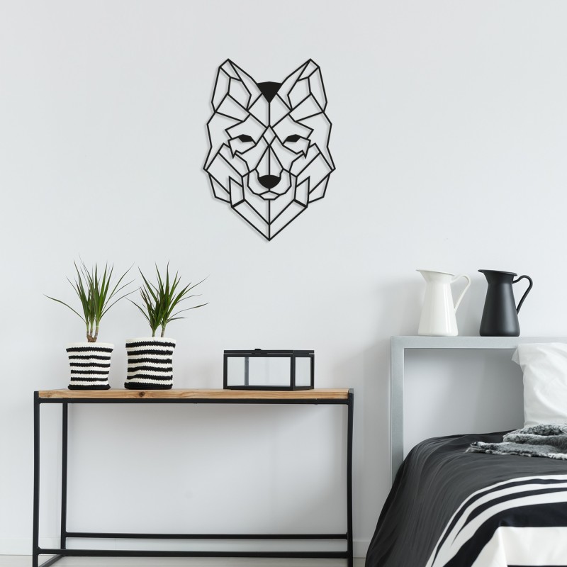 Decoración pared de metal Wolf2 negro 41x57 cm