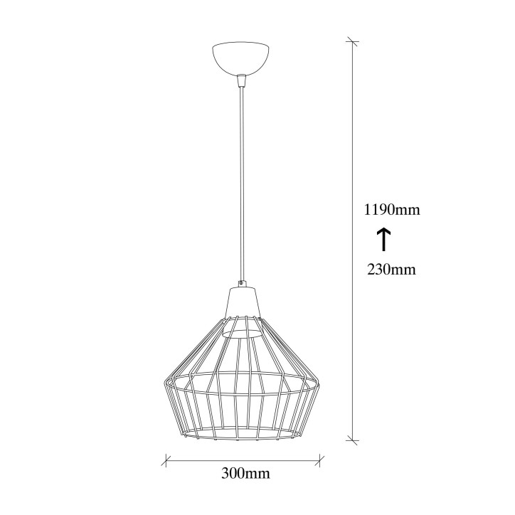 Lámpara de techo Wire-2241 negro metal 30x30x119 cm