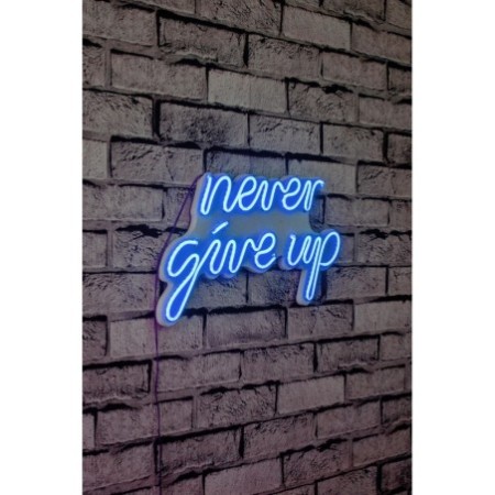 Iluminación LED decorativa de plástico Never Give Up azul 39.5x23x2 cm