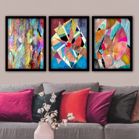 Cuadro decorativo enmarcado 3SC199 multicolor 35x45 cm (3 piezas)