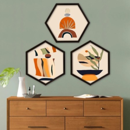 Cuadro decorativo enmarcado 6GEN1836152 multicolor 35x35 cm (3 piezas)