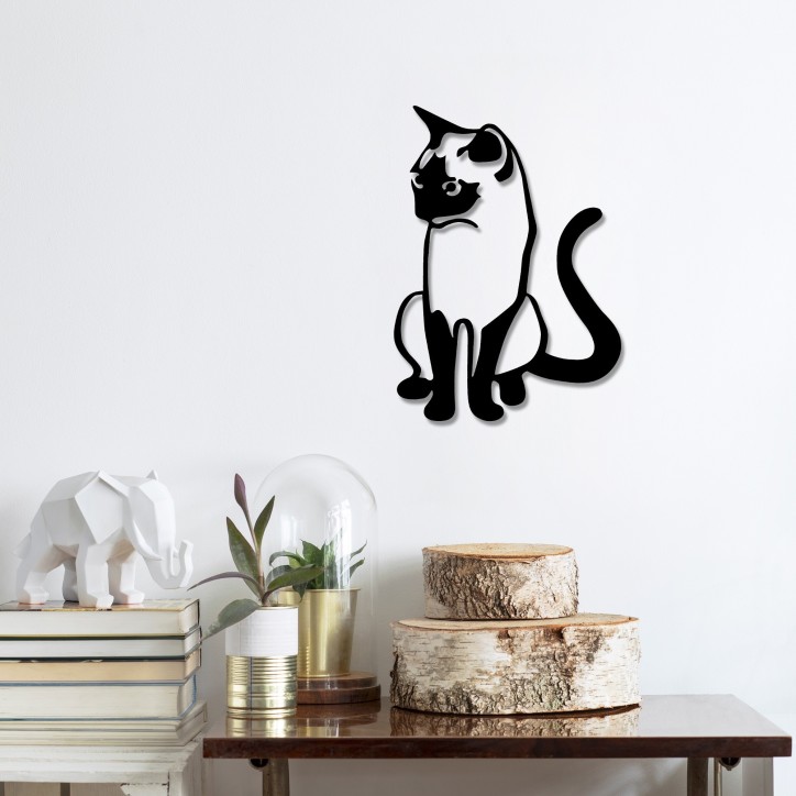 Decoración pared de metal Cat 2 negro 39x55 cm