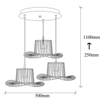 Lámpara de techo Tel-6776 negro metal diámetro 50x110 cm - 8681875502398