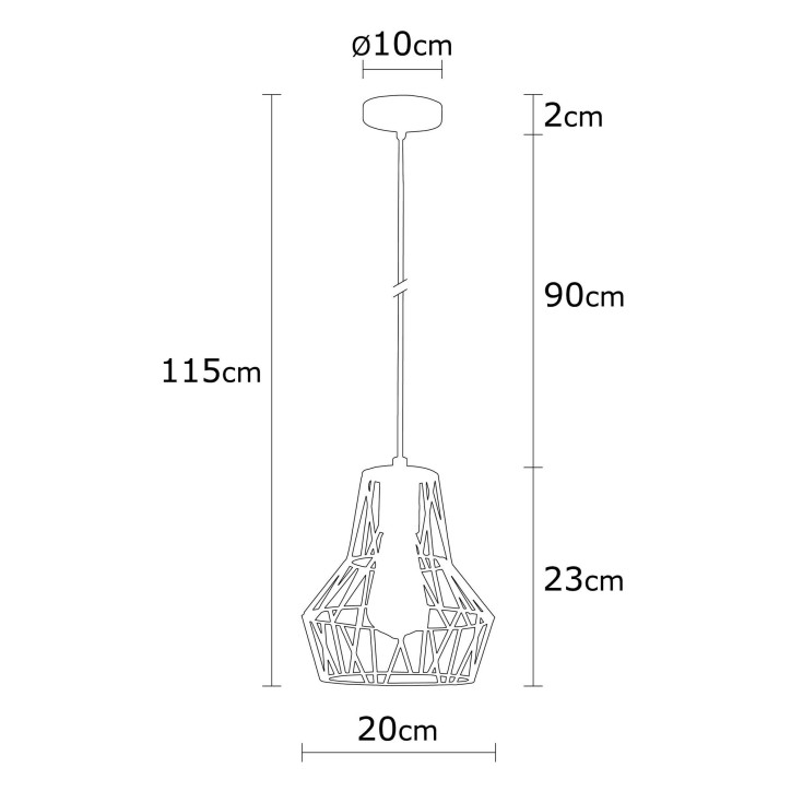 Lámpara de techo Tortum-N-1055 negro metal diámetro 20x115 cm