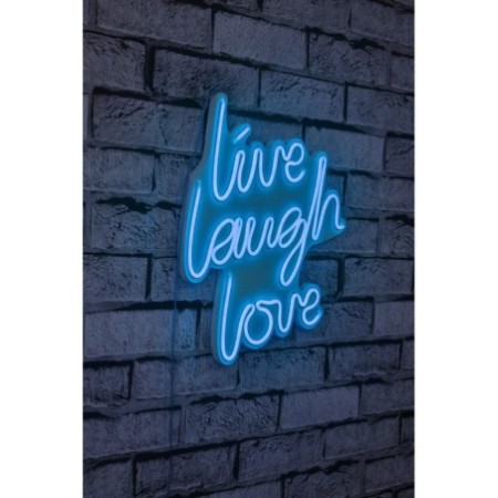 Iluminación LED decorativa de plástico Live Laugh Love azul 30.5x35.5x2 cm