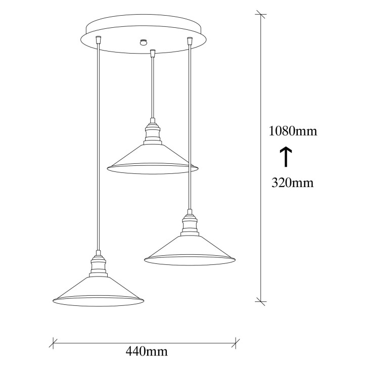 Lámpara de techo Berceste-250-S2 negro hierro diámetro 44x108 cm