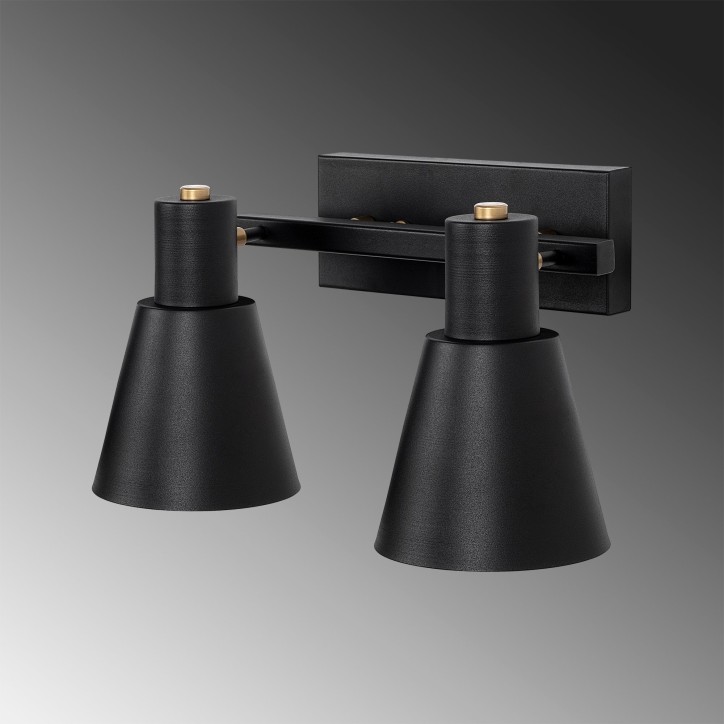 Lámpara de pared Funnel-13092 oro negro metal vidrio 38x21x21 cm