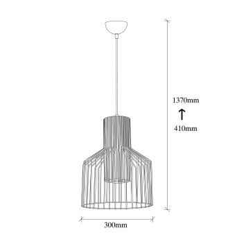 Lámpara de techo Atos-2851 negro metal 30x30x137 cm - 8681875989830