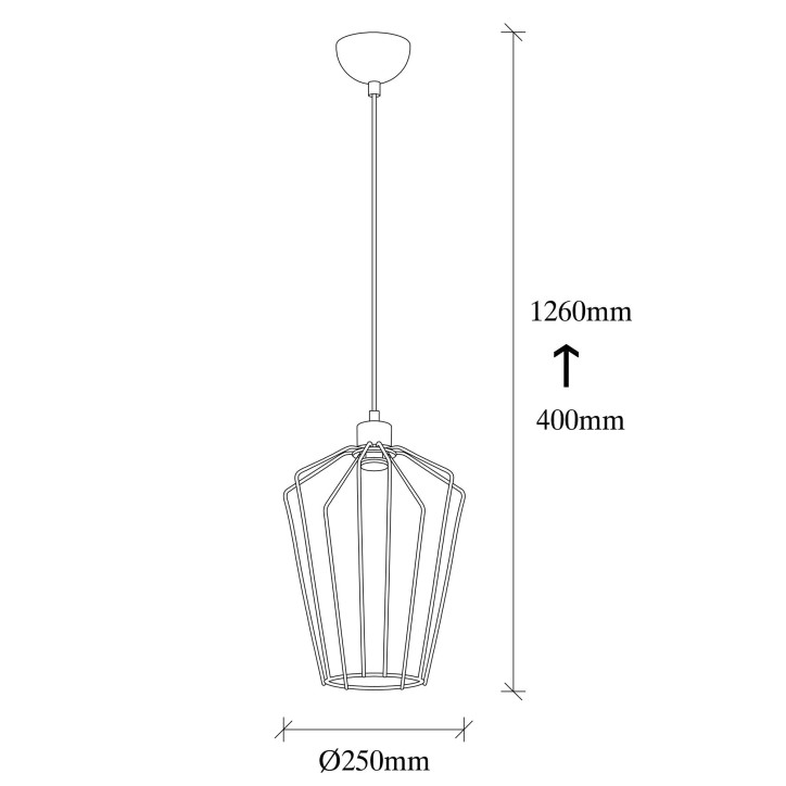 Lámpara de techo Fener-4452 níquel negro metal diámetro 25x126 cm