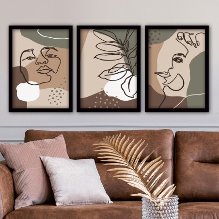 Cuadro decorativo enmarcado 3SC25 multicolor 35x45 cm (3 piezas)