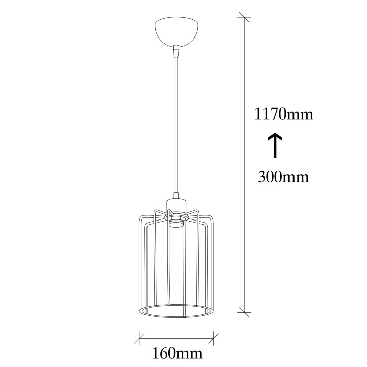 Lámpara de techo Tel-6606 negro metal diámetro 16x117 cm