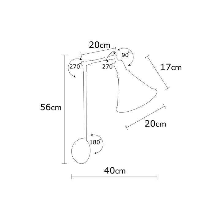 Set lámpara de techo y pared Berceste-Set1 negro metal diámetro 20x56 cm