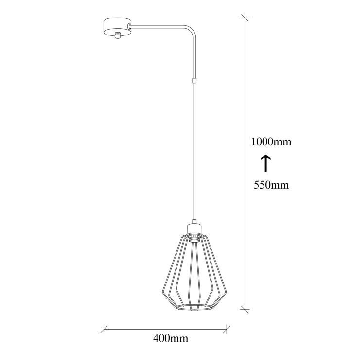 Lámpara de techo Kese-4541 negro hierro diámetro 40x100 cm